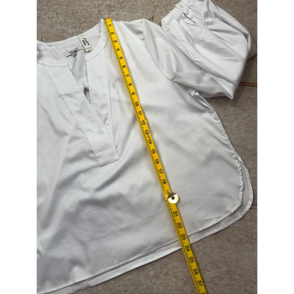 Madewell White‎ Popover Blouse Women's XL Long Sleeve V-Neck Cotton Blend NWT - Picture 7 of 9